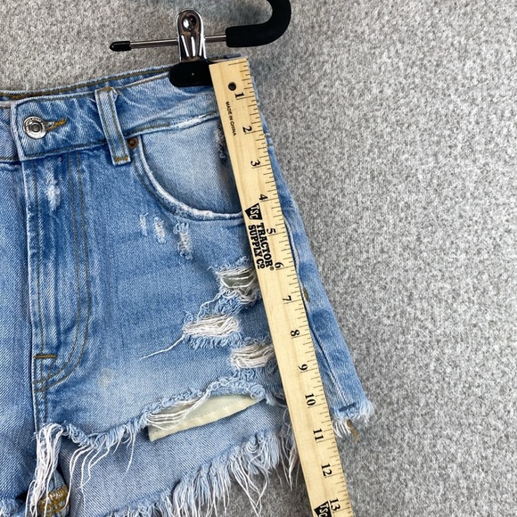 Zara The High Waist cut off shorts 100% cotton size 2 distressed y2k cowgirl - Picture 4 of 11